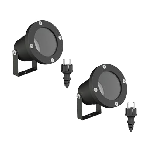 ledscom.de 2 tuinspots DUK voor buiten, IP65, stekker, zwart, 1x GU10 max. 15W