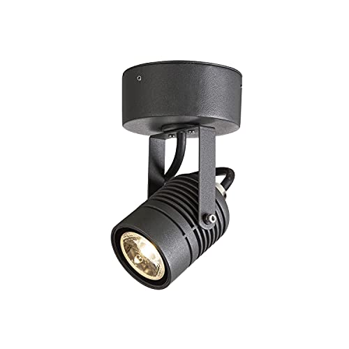 SLV wandopbouwarmatuur LED SPOT SP/verlichting voor wanden, wegen, ingangen, ledspot buiten, opbouwarmatuur outdoor, tuinlamp / IP55 3000K 6 W 400 lm antraciet 40 graden