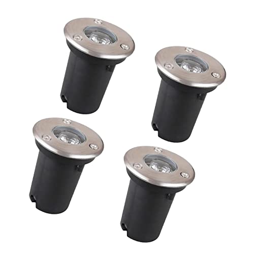 GUODDM 4 stuks grond LED-landschapsverlichting buiten begraven verlichting, 1w landschapsverlichting, 12v-220v LED-bronverlichting, IP65 waterdichte grondverlichting, inbouwverlichting/tuinverlichting/padverlichting (kleur: