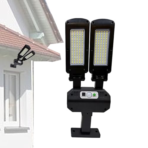 OSKOE Straatverlichting Op Zonne-energie Buiten, Bewegingssensorlamp Met Dubbele Kop, LED-wandlamp Op Zonne-energie Met Afstandsbediening, Waterdichte Straatlantaarns Op Zonne-energie, Lamp Op Zonne-energie