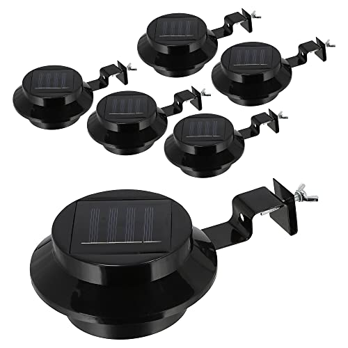 Cepewa Solar dakgootverlichting set van 6 stuks, 12 x 6 x 12 cm, kunststof ijzeren lamp, ledlamp, dakgootverlichting, outdoorlicht, 1 x set van 6 dakgootverlichting