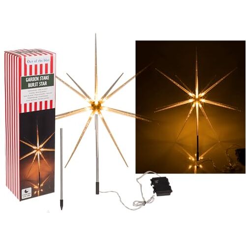 Out of the blue Tuinsteker, Burst Star, met 14 LED, IP44, ca. 51 x 95 cm, voor 3 Mignon batterijen (AA), met timer