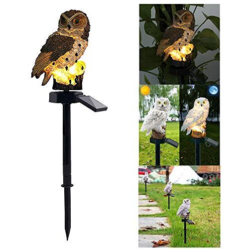 ALLOMN Gazonlamp op zonne-energie, outdoor licht tuindecoratie, lamp, waterdicht, pad, gazon, tuin, lampen, uil, design (grijs)