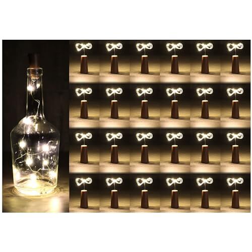 com-four ® 24x LED-flessenverlichting kurkverlichting voor binnengebruik, voor lege wijn- en champagneflessen mini LED-verlichting met werking op batterij (024 stuks)