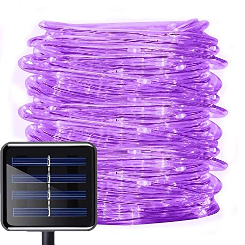 DINOWIN Zonne LED Lichtslangen verlichting,  100 LEDs 39ft/12M Flexibele Lichtsnoer voor Buiten Led-lichtslang Touwlicht Tuinverlichting op Waterdichte Decoratieve Verlichting (Purper)