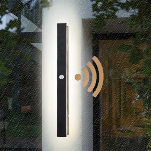 ANKBOY Lange Wandlamp Buiten met Bewegingsmelder Zwarte LED Buitenlampen Waterdicht IP65 Omhoog Omlaag Buitenlamp Wandverlichting Buitenwandlampen voor Trappen Tuinen Patios Hal,80CM