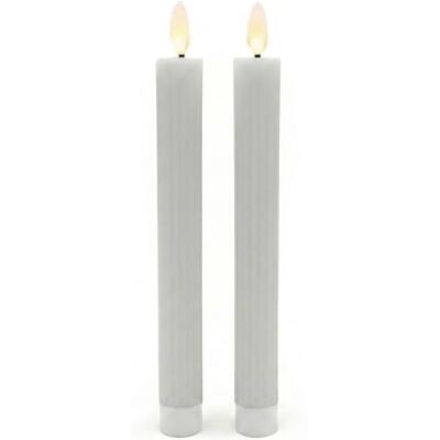 Relaxdays LED-staafkaarsen, set van 2, HxD: 25 x 2 cm, flikkerende vlam, van echt was, geribd, vlamloos, lichtgrijs Relaxdays LED-staafkaarsen, set van 2, HxD: 25 x 2 cm, flikkerende vlam, van echt was, geribd, vlamloos, lichtgrijs