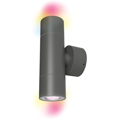4lite Smart Wiz Connected Outdoor GU10 UP/Down Wandlamp IP54 Kleur Veranderende Tuneable Wit WiFi/Bluetooth 4.9w 350lm Grafiet 2X Smart GU10 Gloeilamp Inbegrepen 4L2/2305 4lite Smart Wiz Connected Outdoor GU10 UP/Down Wandlamp IP54 Kleur Veranderende Tuneable Wit WiFi/Bluetooth 4.9w 350lm Grafiet 2X Smart GU10 Gloeilamp Inbegrepen 4L2/2305