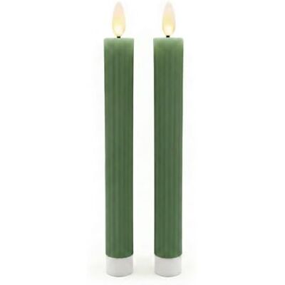 Relaxdays LED-staafkaarsen, set 2, HxD: 25 x 2 cm, flikkerende vlam, van echt was, ribbels, vlamloze kaarsen kaki Relaxdays LED-staafkaarsen, set 2, HxD: 25 x 2 cm, flikkerende vlam, van echt was, ribbels, vlamloze kaarsen kaki