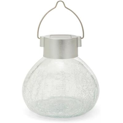Velamp Led-lantaarn op zonne-energie van antiek glas, tuinlamp met 5 micro-leds, opladen op zonne-energie, decoratief licht voor buiten, vintage design, willekeurige kleur Velamp Led-lantaarn op zonne-energie van antiek glas, tuinlamp met 5 micro-leds, opladen op zonne-energie, decoratief licht voor buiten, vintage design, willekeurige kleur
