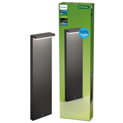 Philips Bustan Ultra Efficiente padlamp voor buiten, 3.8W, 2700K warm wit licht, antraciet, IP44 weerbestendig Philips Bustan Ultra Efficiente padlamp voor buiten, 3.8W, 2700K warm wit licht, antraciet, IP44 weerbestendig