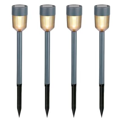 Grundig Solar Tuinverlichting 4 Stuks Tuinverlichting op Zonne Energie met Warm Wit Licht Buitenverlichting met IP44 Bescherming Tuinlampjes voor Paden en Terras Grundig Solar Tuinverlichting 4 Stuks Tuinverlichting op Zonne Energie met Warm Wit Licht Buitenverlichting met IP44 Bescherming Tuinlampjes voor Paden en Terras