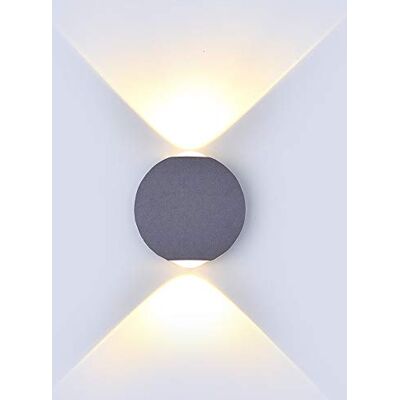 V-TAC Moderne bolvormige wandlamp voor binnen en buiten, twee richtingen, IP65 waterdicht, grijs, wandlamp voor woonkamer, tuin, terras, gangen, hotels 6 W, 4000 K, Up Down soft-wit V-TAC Moderne bolvormige wandlamp voor binnen en buiten, twee richtingen, IP65 waterdicht, grijs, wandlamp voor woonkamer, tuin, terras, gangen, hotels 6 W, 4000 K, Up Down soft-wit