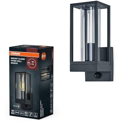 OSRAM Endura Classic LED wandlamp Frame, E27 fitting, PIR sensor, IP44, aluminium donkergrijs, glas OSRAM Endura Classic LED wandlamp Frame, E27 fitting, PIR sensor, IP44, aluminium donkergrijs, glas