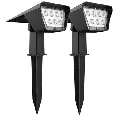 LUMI JARDIN 2 stuks 2-in-1 zonnestraler voor insteken of bevestigen, rechthoekig, krachtig, dimbaar, witte LED, hoogte 31,5 cm LUMI JARDIN 2 stuks 2-in-1 zonnestraler voor insteken of bevestigen, rechthoekig, krachtig, dimbaar, witte LED, hoogte 31,5 cm