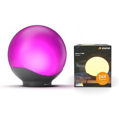 Steinel LED-bolvormige buitenlamp Sphera C 24V Ø30 cm, 16 miljoen kleuren, app-bediening, plug & play, helderheidssensor, IP65, voor tuin en terras Steinel LED-bolvormige buitenlamp Sphera C 24V Ø30 cm, 16 miljoen kleuren, app-bediening, plug & play, helderheidssensor, IP65, voor tuin en terras