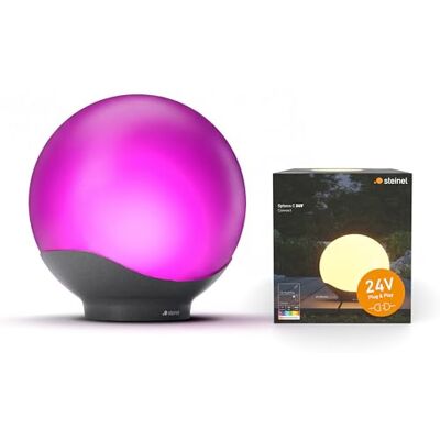 Steinel LED-bolvormige buitenlamp Sphera C 24V Ø40 cm, 16 miljoen kleuren, app-bediening, plug & play, helderheidssensor, IP65, voor tuin en terras Steinel LED-bolvormige buitenlamp Sphera C 24V Ø40 cm, 16 miljoen kleuren, app-bediening, plug & play, helderheidssensor, IP65, voor tuin en terras