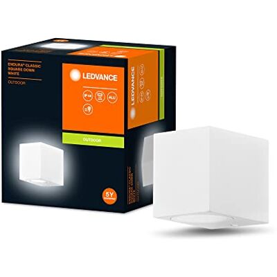 LEDVANCE ENDURA Classic Square Down buitenwandlamp, wit, GU10 voet (max 35W), kan worden uitgerust met een normale of slimme lamp, down of up/down types, IP44 bescherming LEDVANCE ENDURA Classic Square Down buitenwandlamp, wit, GU10 voet (max 35W), kan worden uitgerust met een normale of slimme lamp, down of up/down types, IP44 bescherming