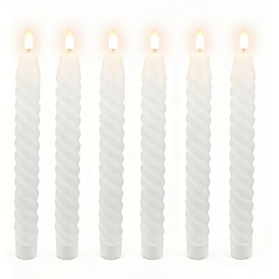 Relaxdays LED-staafkaarsen, 6-delig, HxD: 25 x 2 cm, flakkerende vlam, van echt was, vlamloze kaarsen, wit Relaxdays LED-staafkaarsen, 6-delig, HxD: 25 x 2 cm, flakkerende vlam, van echt was, vlamloze kaarsen, wit
