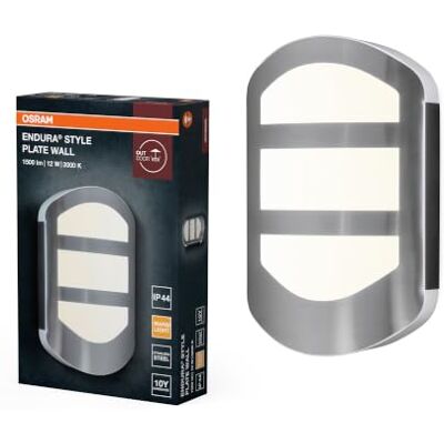 OSRAM ENDURA Style Plate Wall wandlamp in moderne roestvrijstalen look met indirect licht, heldere en functionele LED-buitenlamp, IP44-bescherming, voor entreeverlichting en gevels OSRAM ENDURA Style Plate Wall wandlamp in moderne roestvrijstalen look met indirect licht, heldere en functionele LED-buitenlamp, IP44-bescherming, voor entreeverlichting en gevels