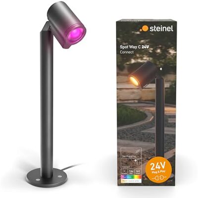 Steinel padverlichting Spot Way C 24V, RGBWW, 16 miljoen kleuren, schemersensor, dimbare tuinspot, app-bediening, plug & play, IP65 Steinel padverlichting Spot Way C 24V, RGBWW, 16 miljoen kleuren, schemersensor, dimbare tuinspot, app-bediening, plug & play, IP65