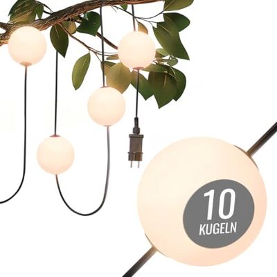 8 seasons Design Led-lichtsnoer 7,74 m, Glowing Elegance met 10 witte bollen (10 cm D), warmwit, weerbestendig, voor binnen en buiten, met stekker, uitbreidbaar, voor tuin, balkon, bruiloft en feest 8 seasons Design Led-lichtsnoer 7,74 m, Glowing Elegance met 10 witte bollen (10 cm D), warmwit, weerbestendig, voor binnen en buiten, met stekker, uitbreidbaar, voor tuin, balkon, bruiloft en feest