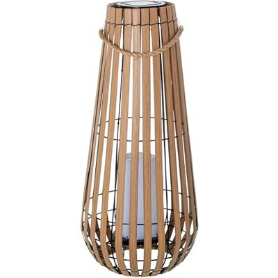 DRW Lantaarn op zonne-energie voor tafel of vloer van hout en metaal, naturel en zwart, met led-kaars 28 x 28 x 65 cm DRW Lantaarn op zonne-energie voor tafel of vloer van hout en metaal, naturel en zwart, met led-kaars 28 x 28 x 65 cm