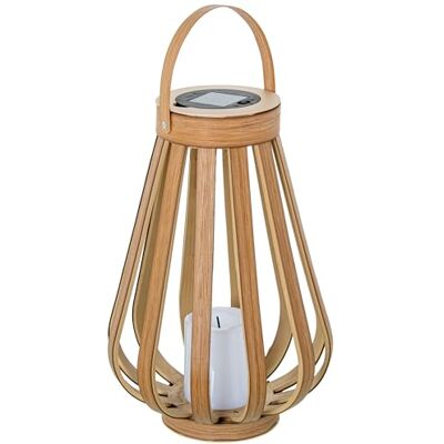 DRW Lantaarn op zonne-energie voor tafel of vloer van hout en metaal, naturel en zwart, met led-kaars 23 x 23 x 40 cm DRW Lantaarn op zonne-energie voor tafel of vloer van hout en metaal, naturel en zwart, met led-kaars 23 x 23 x 40 cm