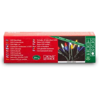 Konstsmide 6300-500 mini-lichtsnoer, 10 leds, meerkleurig, retro design, met groene kabel, 230 V Konstsmide 6300-500 mini-lichtsnoer, 10 leds, meerkleurig, retro design, met groene kabel, 230 V