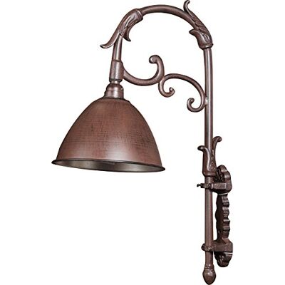 Biscottini Wandlamp van gietijzer voor buiten L 42 x D 27,5 x H 60 cm roestafwerking buitenlamp rustieke stijl weerbestendig klassiek design Biscottini Wandlamp van gietijzer voor buiten L 42 x D 27,5 x H 60 cm roestafwerking buitenlamp rustieke stijl weerbestendig klassiek design