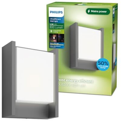 Philips Arbour Ultra Efficient buitenwandlamp, 3.8W, 2700K, antraciet, IP44 weerbestendig Philips Arbour Ultra Efficient buitenwandlamp, 3.8W, 2700K, antraciet, IP44 weerbestendig