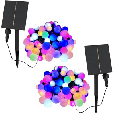 Lumisky Set van 2 lichtsnoeren op zonne-energie, 100 stuks, rond, meerkleurig, LED, BILLY RGB, 10,90 m Lumisky Set van 2 lichtsnoeren op zonne-energie, 100 stuks, rond, meerkleurig, LED, BILLY RGB, 10,90 m