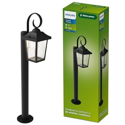 Philips Buzzard Sokkellamp voor Buiten + E27 LED lamp, Warmwit Licht, IP44 Weerbestendig, Duurzaam, Aluminium, Klassiek Ontwerp, Zwart Philips Buzzard Sokkellamp voor Buiten + E27 LED lamp, Warmwit Licht, IP44 Weerbestendig, Duurzaam, Aluminium, Klassiek Ontwerp, Zwart