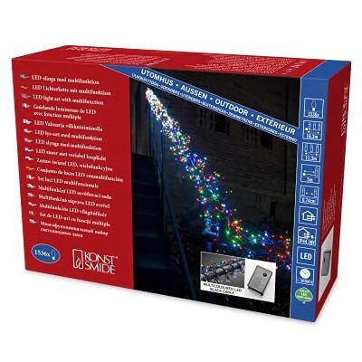 Konstsmide Micro LED cluster lichtketting met 8 functies, besturingseenheid en geheugenfunctie, 1536 kleurrijke diodes, 36V externe transformator, zwarte kabel 3865-500 Konstsmide Micro LED cluster lichtketting met 8 functies, besturingseenheid en geheugenfunctie, 1536 kleurrijke diodes, 36V externe transformator, zwarte kabel 3865-500