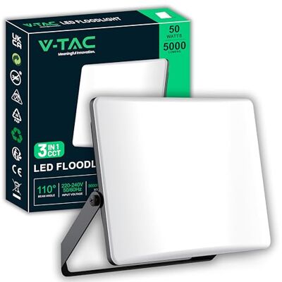 V-TAC Led-schijnwerper voor buiten, 50 W, Samsung chip + RLE-technologie + innovatieve polycarbonaat schaal, hoge helderheid 5000 lumen, IP65 led-schijnwerper voor huis, garage, magazijn V-TAC Led-schijnwerper voor buiten, 50 W, Samsung chip + RLE-technologie + innovatieve polycarbonaat schaal, hoge helderheid 5000 lumen, IP65 led-schijnwerper voor huis, garage, magazijn