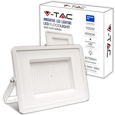 V-TAC Led-spot voor buiten, wit, 100 W, Samsung chip, hoog vermogen, laag stroomverbruik, 8700 lumen, IP65, zwarte led-spot voor huis, tuin, garage, waterdicht, natuurlijk licht V-TAC Led-spot voor buiten, wit, 100 W, Samsung chip, hoog vermogen, laag stroomverbruik, 8700 lumen, IP65, zwarte led-spot voor huis, tuin, garage, waterdicht, natuurlijk licht