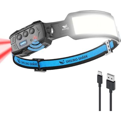 Smiling Shark Koplamp, hoofd lamp LED oplaadbare 6 modi 7* witte lichten 270 ° verlichting breedte bewegingssensor rood achterlicht voor camping vissen hardlopen reparatie, LED-koplamp-oplaadbaar Smiling Shark Koplamp, hoofd lamp LED oplaadbare 6 modi 7* witte lichten 270 ° verlichting breedte bewegingssensor rood achterlicht voor camping vissen hardlopen reparatie, LED-koplamp-oplaadbaar