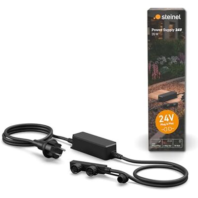 Steinel 35 W-voeding 24 V, laagspanningstransformator met EU-stekker, weerbestendig IP67, 2 uitgangen, plug & play, 24 V-tuinaccessoires Steinel 35 W-voeding 24 V, laagspanningstransformator met EU-stekker, weerbestendig IP67, 2 uitgangen, plug & play, 24 V-tuinaccessoires