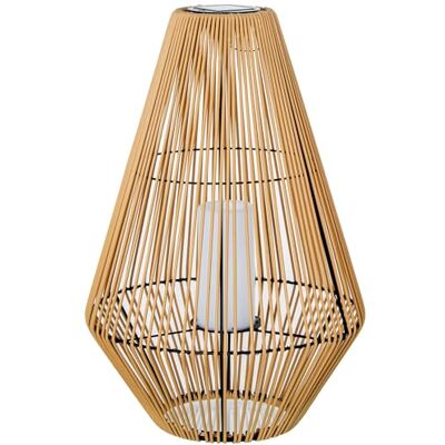 DRW Lantaarn op zonne-energie voor tafel of vloer van hout en metaal, naturel en zwart, met led-kaars 46 x 46 x 69 cm DRW Lantaarn op zonne-energie voor tafel of vloer van hout en metaal, naturel en zwart, met led-kaars 46 x 46 x 69 cm