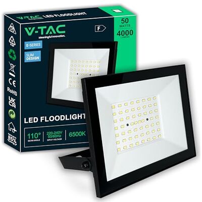 V-TAC Led-spot voor buiten, 50 watt, E-serie, hoog vermogen, laag verbruik, super slip-design, 4000 lumen, IP65, schijnwerper voor huis, garage en magazijn, buitenlamp, koudwit, 6500 K V-TAC Led-spot voor buiten, 50 watt, E-serie, hoog vermogen, laag verbruik, super slip-design, 4000 lumen, IP65, schijnwerper voor huis, garage en magazijn, buitenlamp, koudwit, 6500 K