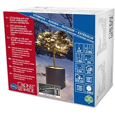 Konstsmide 6612-117 Micro LED lichtketting/voor buiten (IP67) / geïsoleerd/gegoten / 120 warm witte diodes/zwarte softkabel Konstsmide 6612-117 Micro LED lichtketting/voor buiten (IP67) / geïsoleerd/gegoten / 120 warm witte diodes/zwarte softkabel