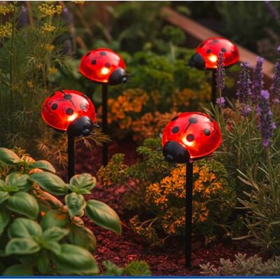 Maximex LED bloemsteker lieveheersbeestje, set van 4 Maximex LED bloemsteker lieveheersbeestje, set van 4