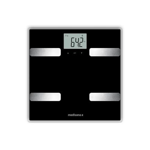 Medisana BS A41 connect, digitale lichaamsanalyse weegschaal tot 180kg, personenweegschaal voor het meten van lichaamsvet, lichaamswater, spiermassa en botgewicht, lichaamsvet weegschaal met lichaamsanalyse app.