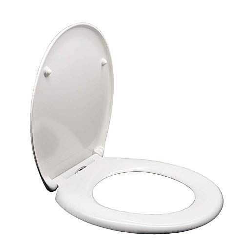 Seamue Toiletbril U/O-vorm Vierkant toiletdeksel met Slow Down Top Vaste toiletbrilhoes voor familie,A (C)
