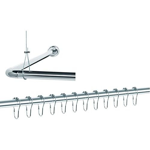 Libaro Universele douchestang voor L-vormige badkuipen en U-vormige douche (stang + 1 plafondhouder + 12 doucheringen)