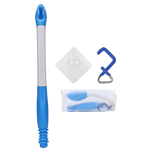 Toothbace Onderste toilethulp, zelfhulp voor het wissen van toiletpapier, eenvoudige bediening voor wasruimte, blauw + wit