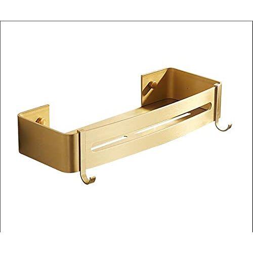 SAZLY Doucheplanken, douche-organizer hoekplank wandmontage badkamerplank geborsteld goud aluminium bad doucheplank bad shampoo houder hoekplank (kleur: vierkante plank 1)