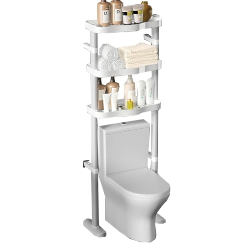 GIZNXBA Witte Over Het Toilet Opslag, Plastic Over-the-toilet Rek Badkamer Ruimtebespaarder Organisator, Vrijstaande Boven Toilet, Ruimtebesparing Badkamer Organisator Voor Badkamer (Color : /White, Size :