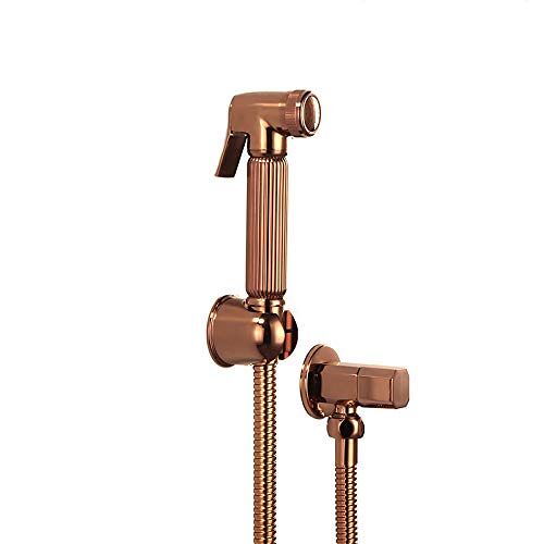 PenKee Bidet Spray Set, Rose Gold Brass Square Bidet Bathroom Hand Shower Bidet Toilet Sprayer Hygienic Shower Bidet Tap Wall Mounted Bidet Faucet Set,C