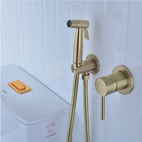 YOtat Handbediende Bidetsproeier Voor Toilet, Messing Bidetsproeier Voor Toilet, Kraanbidetsproeier, Handbediend Aan De Muur, Met Warm- En Koudwatermixer Voor Badkamer En Toilet